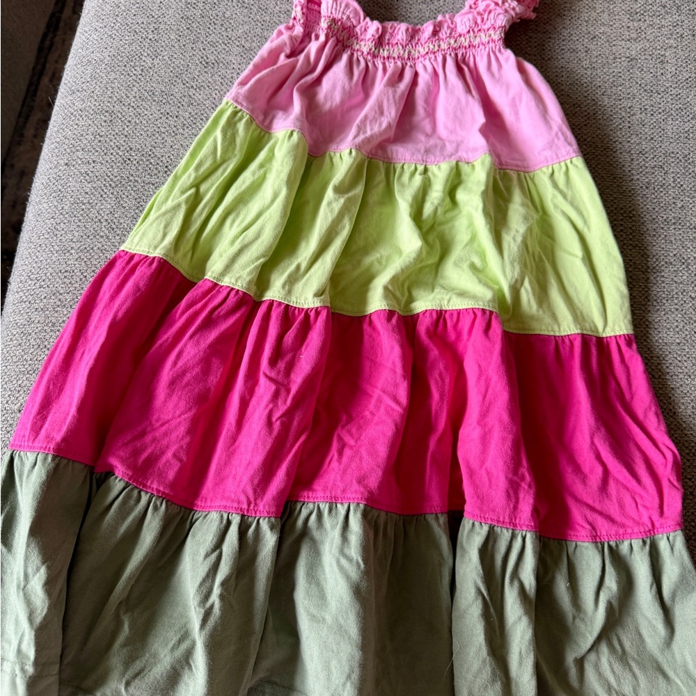 Hanna Andersson Pink and Green Tiered Dress